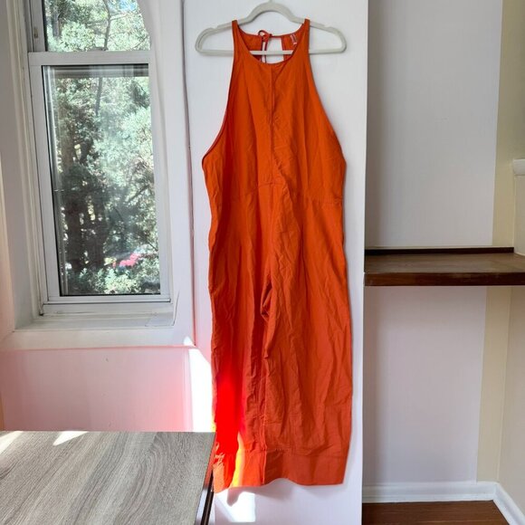 New Free People FP Movement Break Away Onesie Jumpsuit Wide Leg Orange Small - Picture 9 of 11